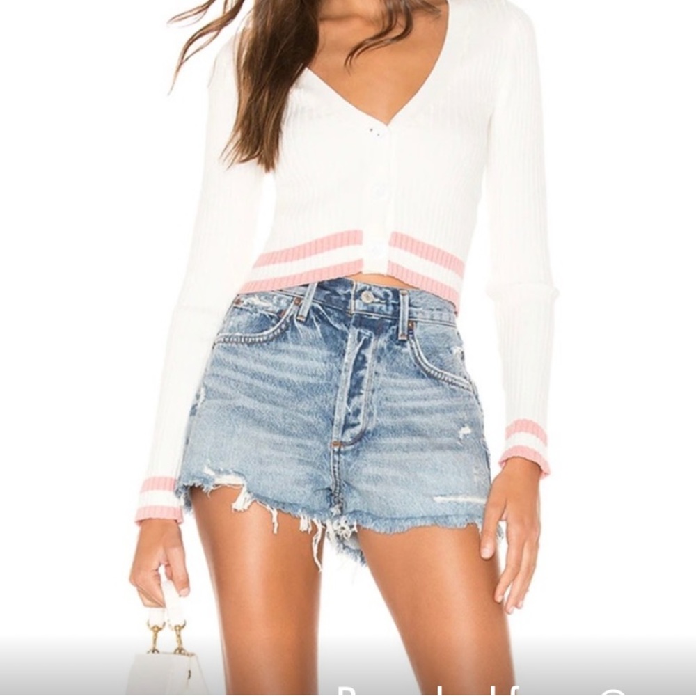 Agolde Blue Distressed Denim Shorts